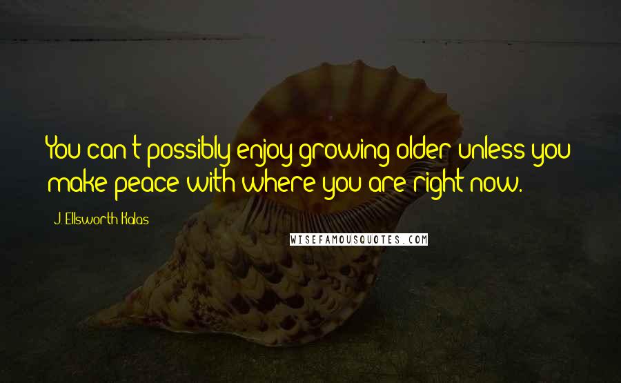 J. Ellsworth Kalas Quotes: You can't possibly enjoy growing older unless you make peace with where you are right now.