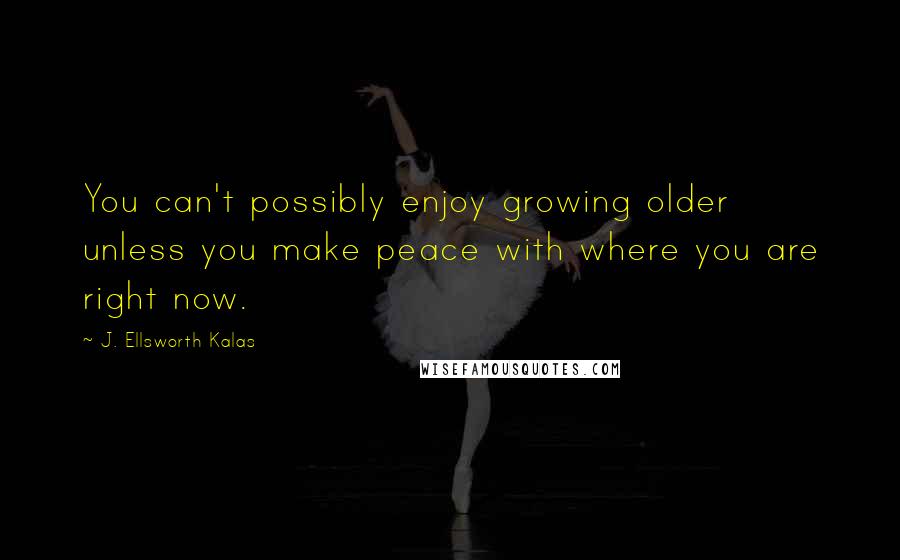 J. Ellsworth Kalas Quotes: You can't possibly enjoy growing older unless you make peace with where you are right now.