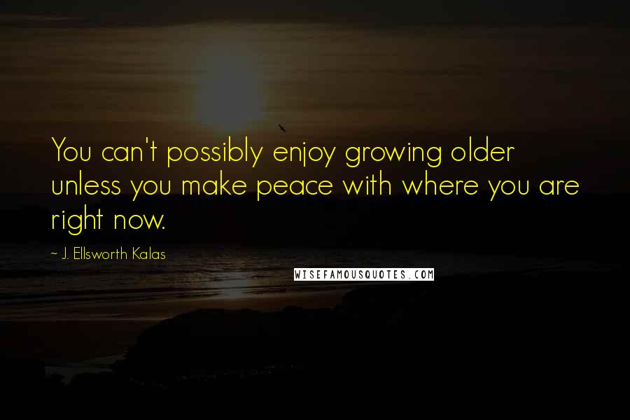 J. Ellsworth Kalas Quotes: You can't possibly enjoy growing older unless you make peace with where you are right now.