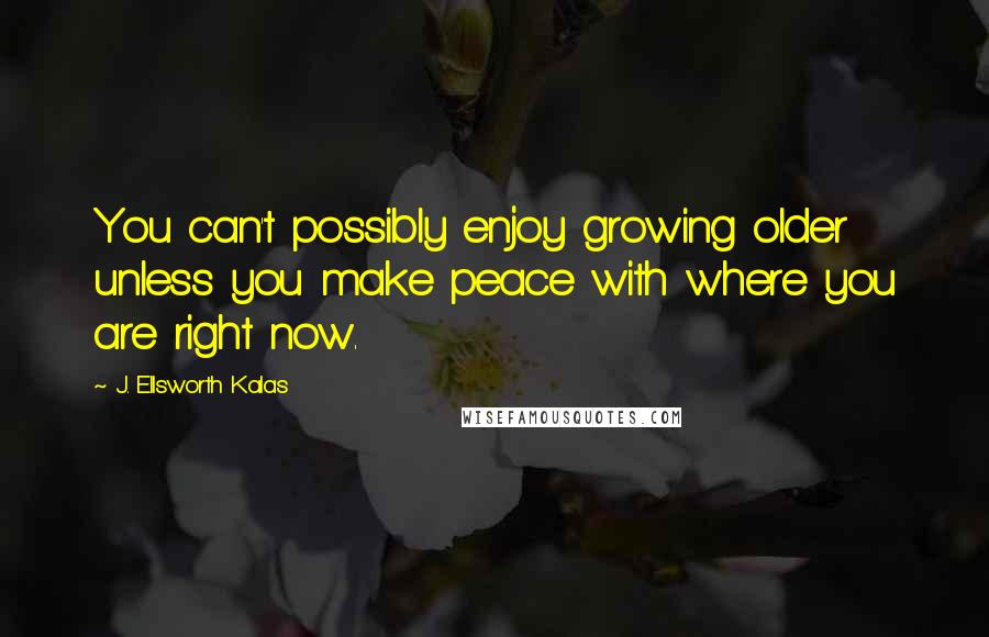 J. Ellsworth Kalas Quotes: You can't possibly enjoy growing older unless you make peace with where you are right now.