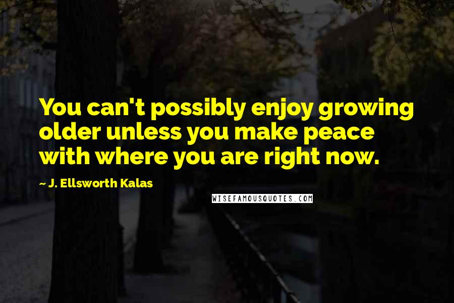 J. Ellsworth Kalas Quotes: You can't possibly enjoy growing older unless you make peace with where you are right now.