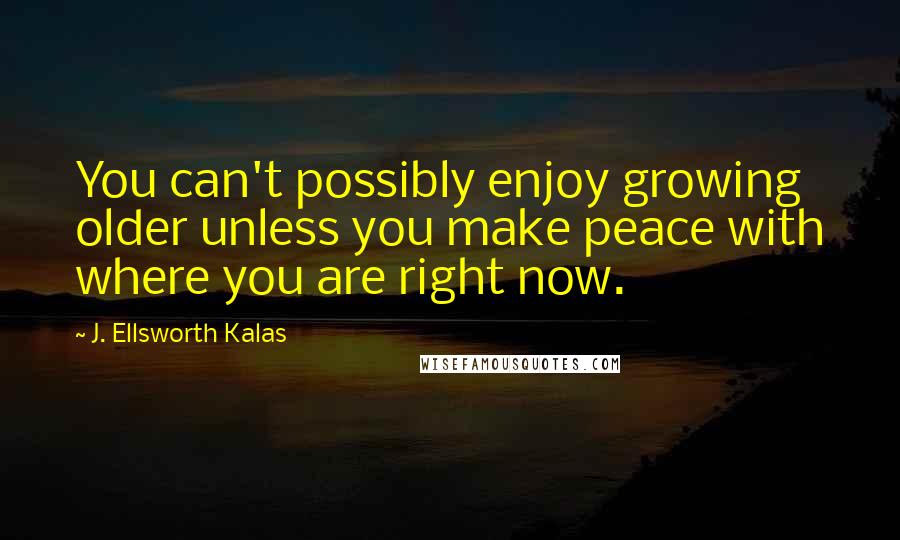 J. Ellsworth Kalas Quotes: You can't possibly enjoy growing older unless you make peace with where you are right now.