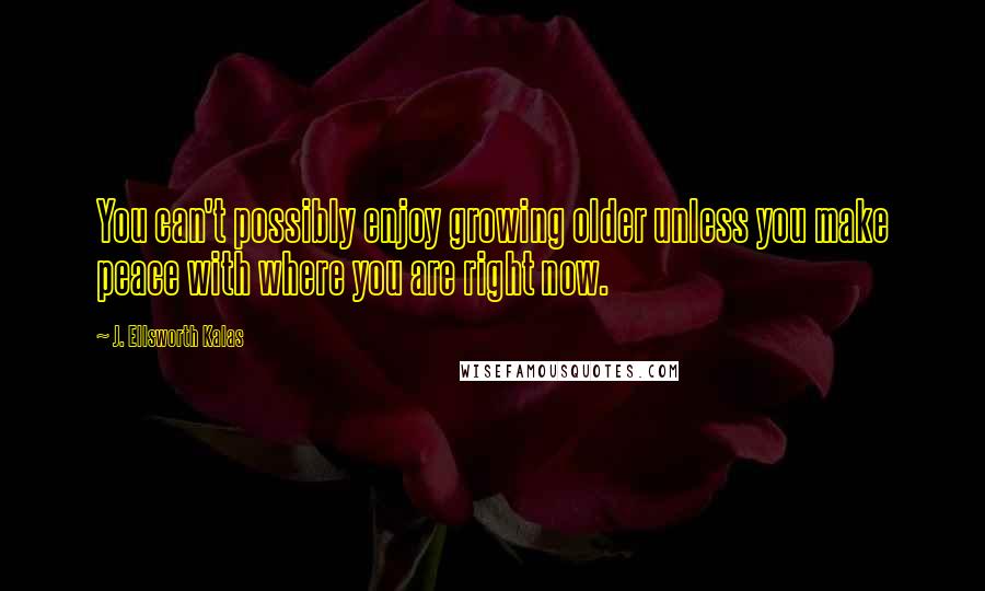 J. Ellsworth Kalas Quotes: You can't possibly enjoy growing older unless you make peace with where you are right now.