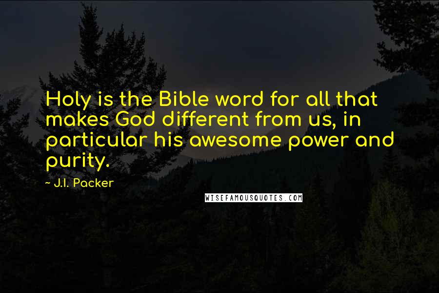 J.I. Packer Quotes: Holy is the Bible word for all that makes God different from us, in particular his awesome power and purity.