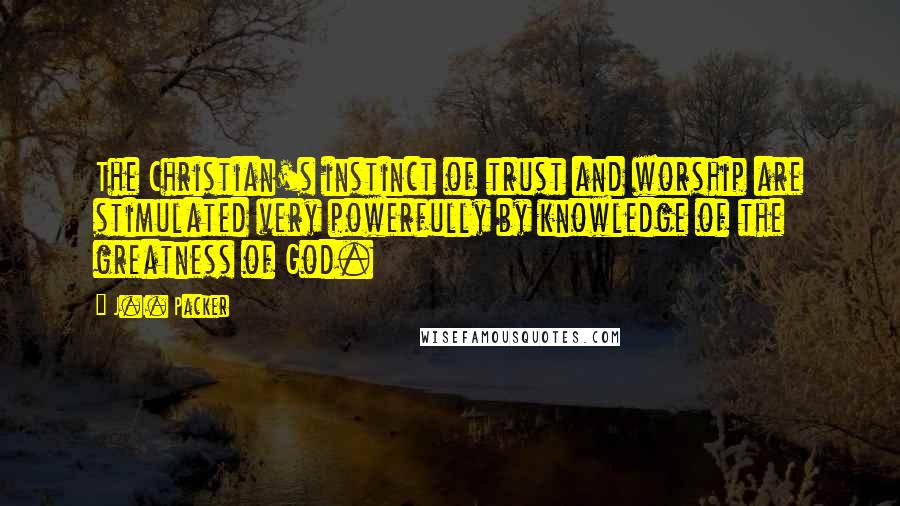 J.I. Packer Quotes: The Christian's instinct of trust and worship are stimulated very powerfully by knowledge of the greatness of God.