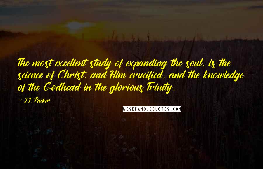 J.I. Packer Quotes: The most excellent study of expanding the soul, is the science of Christ, and Him crucified, and the knowledge of the Godhead in the glorious Trinity.