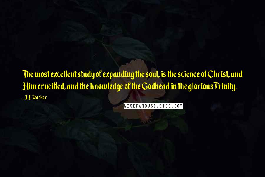 J.I. Packer Quotes: The most excellent study of expanding the soul, is the science of Christ, and Him crucified, and the knowledge of the Godhead in the glorious Trinity.