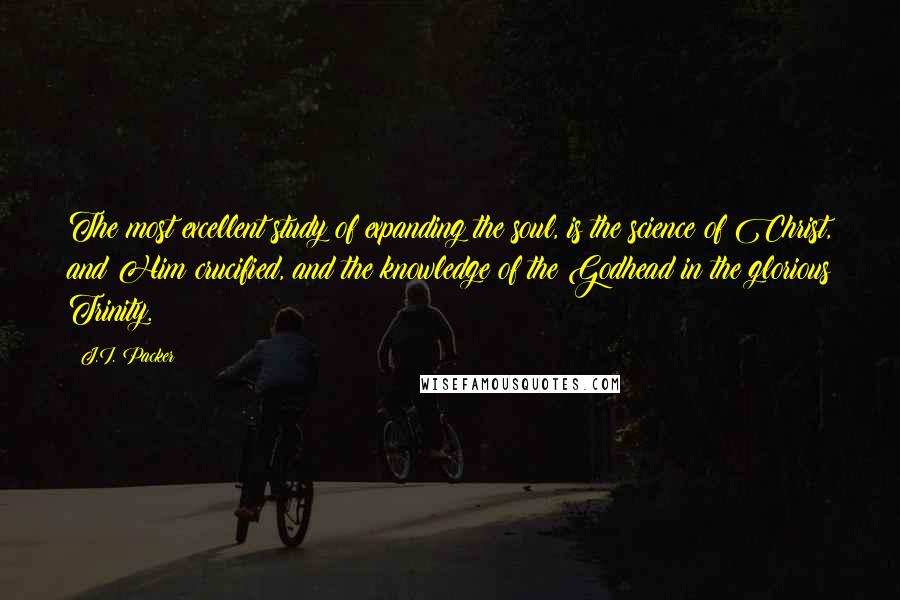 J.I. Packer Quotes: The most excellent study of expanding the soul, is the science of Christ, and Him crucified, and the knowledge of the Godhead in the glorious Trinity.