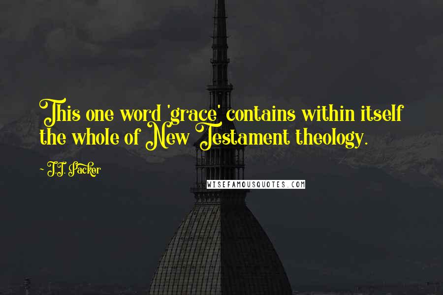 J.I. Packer Quotes: This one word 'grace' contains within itself the whole of New Testament theology.