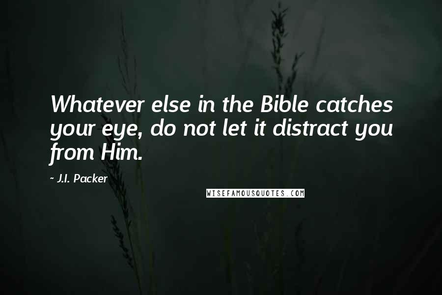 J.I. Packer Quotes: Whatever else in the Bible catches your eye, do not let it distract you from Him.