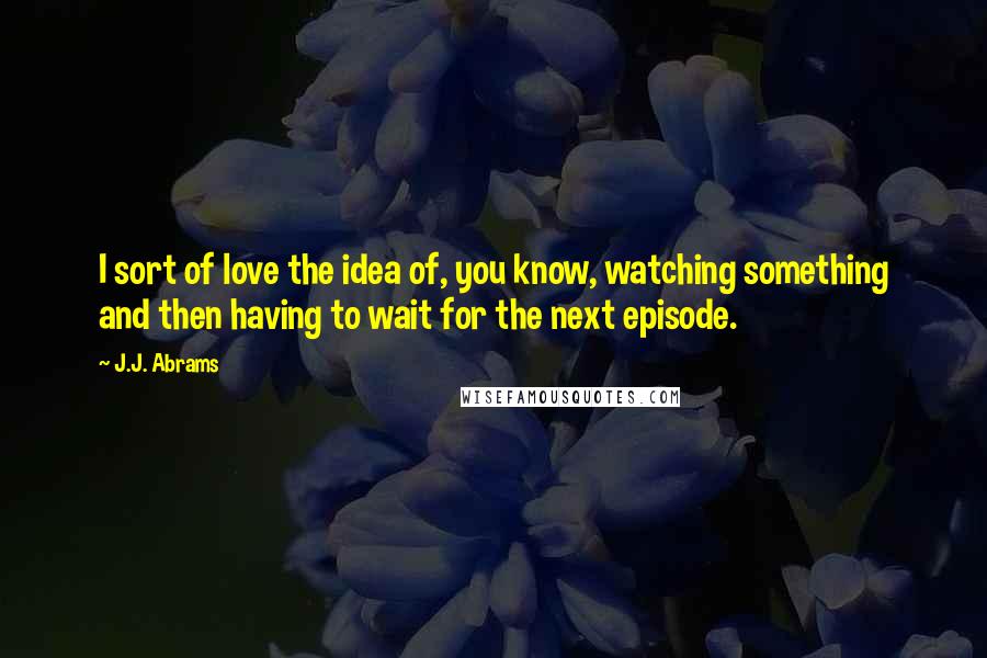 J.J. Abrams Quotes: I sort of love the idea of, you know, watching something and then having to wait for the next episode.