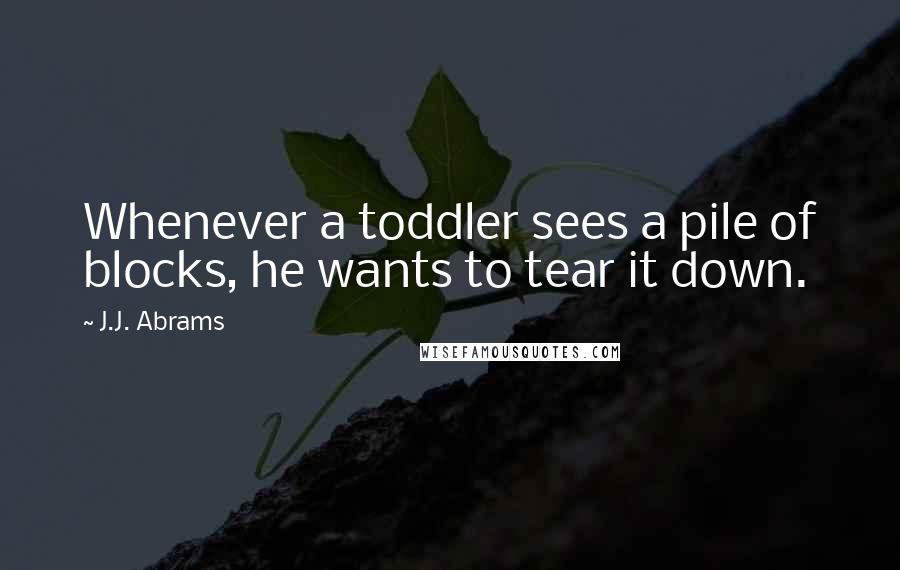 J.J. Abrams Quotes: Whenever a toddler sees a pile of blocks, he wants to tear it down.