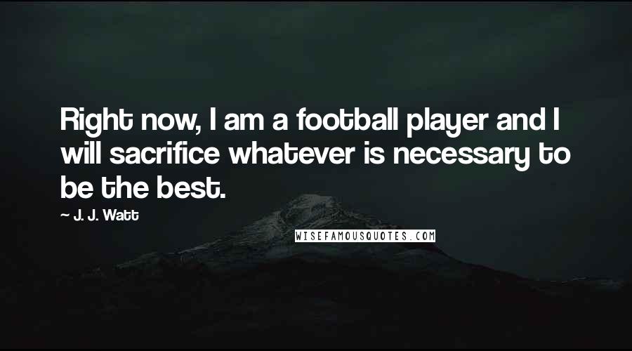 J. J. Watt Quotes: Right now, I am a football player and I will sacrifice whatever is necessary to be the best.