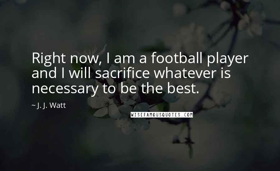 J. J. Watt Quotes: Right now, I am a football player and I will sacrifice whatever is necessary to be the best.