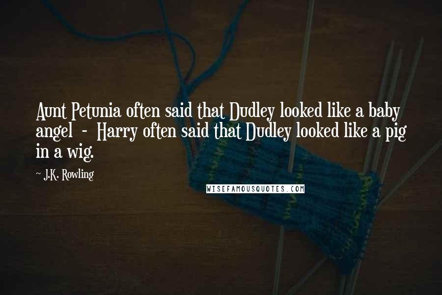 J.K. Rowling Quotes: Aunt Petunia often said that Dudley looked like a baby angel  -  Harry often said that Dudley looked like a pig in a wig.