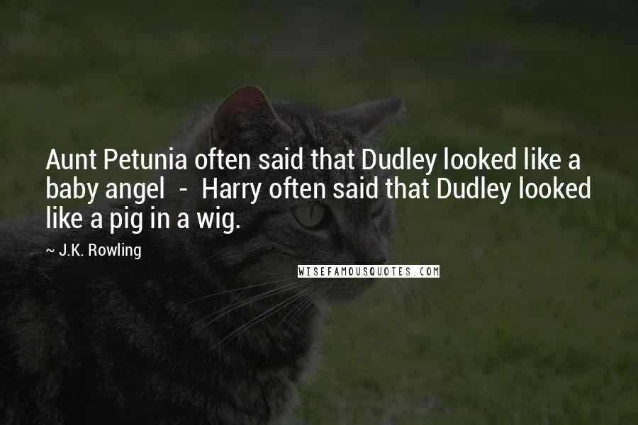 J.K. Rowling Quotes: Aunt Petunia often said that Dudley looked like a baby angel  -  Harry often said that Dudley looked like a pig in a wig.