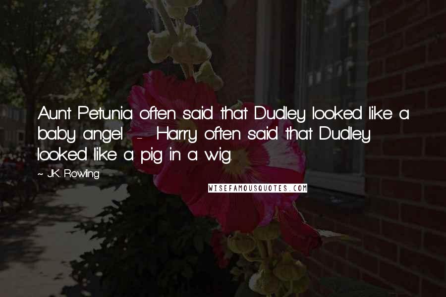 J.K. Rowling Quotes: Aunt Petunia often said that Dudley looked like a baby angel  -  Harry often said that Dudley looked like a pig in a wig.