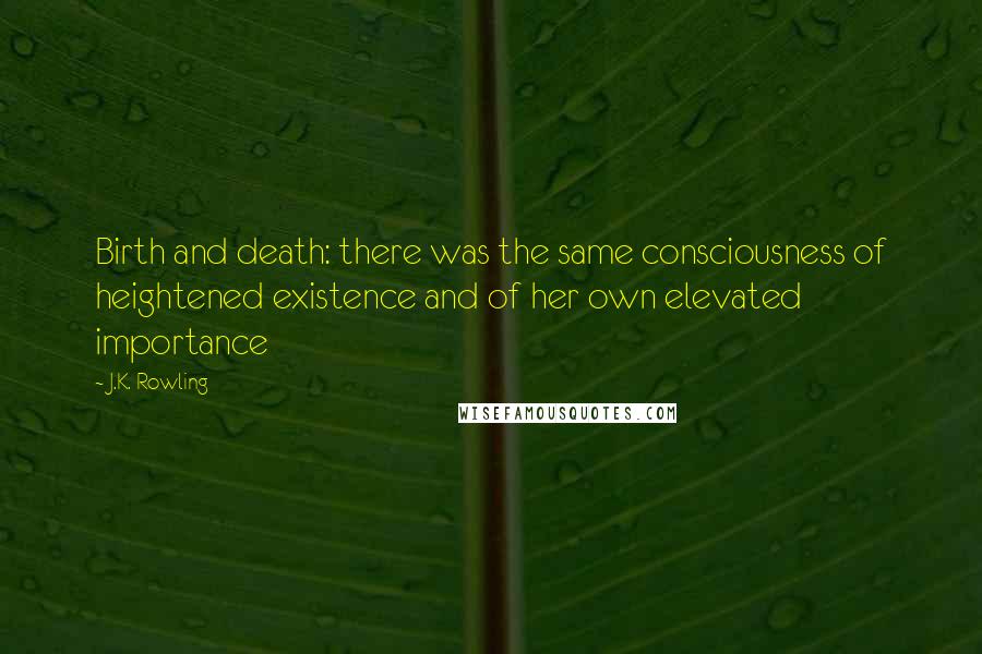 J.K. Rowling Quotes: Birth and death: there was the same consciousness of heightened existence and of her own elevated importance