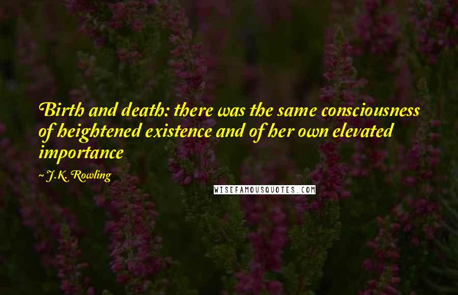 J.K. Rowling Quotes: Birth and death: there was the same consciousness of heightened existence and of her own elevated importance