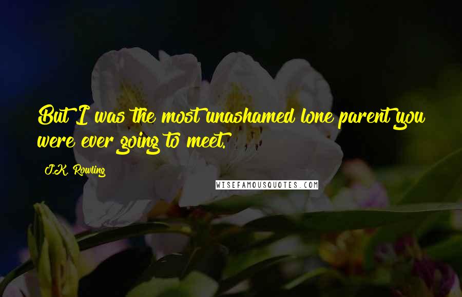 J.K. Rowling Quotes: But I was the most unashamed lone parent you were ever going to meet.