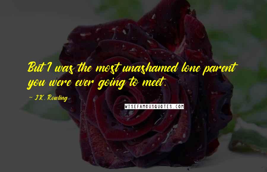 J.K. Rowling Quotes: But I was the most unashamed lone parent you were ever going to meet.