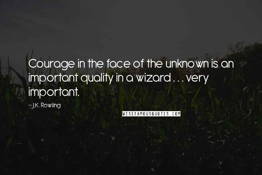 J.K. Rowling Quotes: Courage in the face of the unknown is an important quality in a wizard . . . very important.