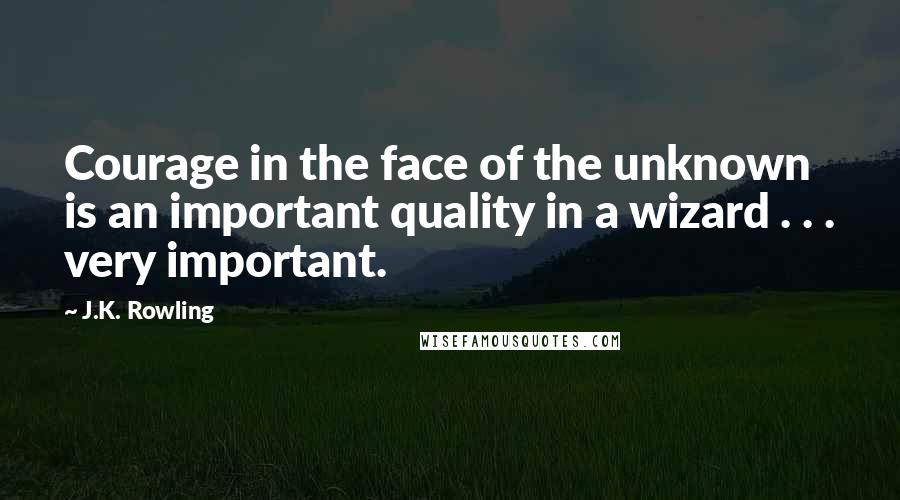 J.K. Rowling Quotes: Courage in the face of the unknown is an important quality in a wizard . . . very important.