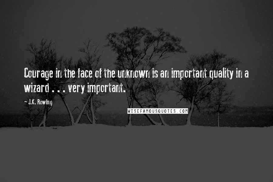 J.K. Rowling Quotes: Courage in the face of the unknown is an important quality in a wizard . . . very important.