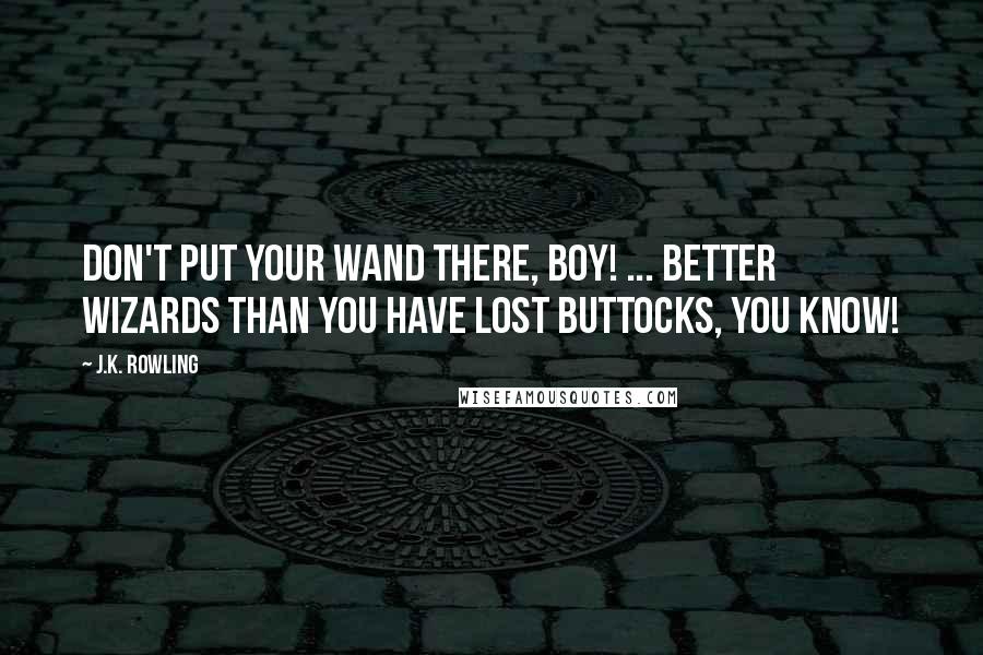 J.K. Rowling Quotes: Don't put your wand there, boy! ... Better wizards than you have lost buttocks, you know!