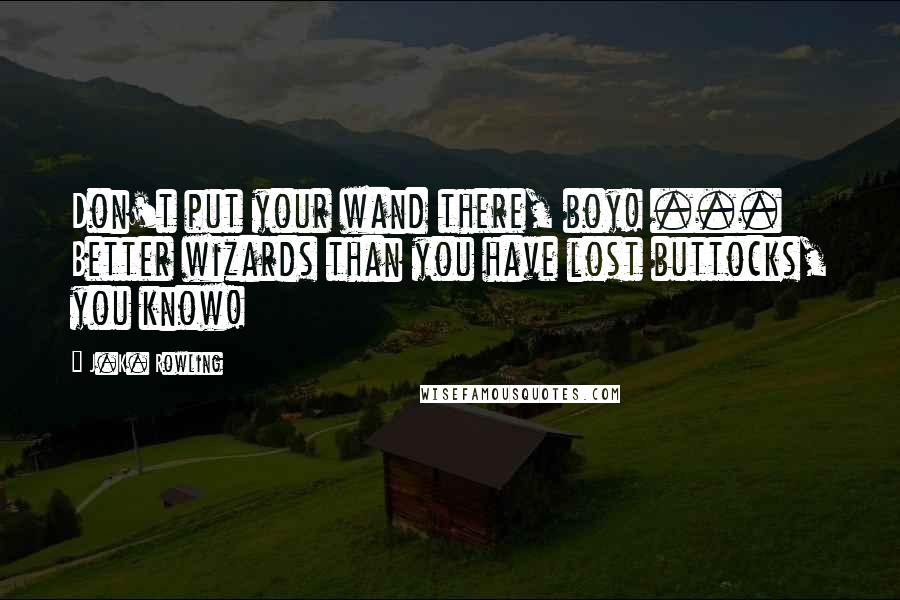 J.K. Rowling Quotes: Don't put your wand there, boy! ... Better wizards than you have lost buttocks, you know!