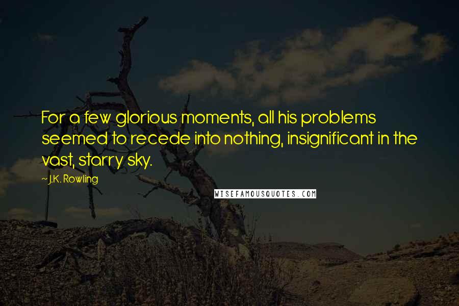 J.K. Rowling Quotes: For a few glorious moments, all his problems seemed to recede into nothing, insignificant in the vast, starry sky.