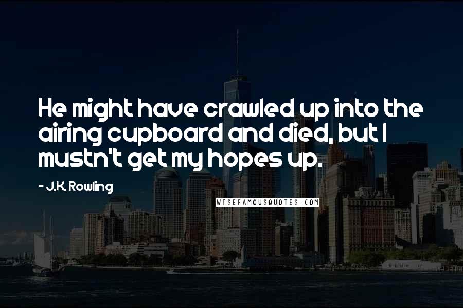 J.K. Rowling Quotes: He might have crawled up into the airing cupboard and died, but I mustn't get my hopes up.