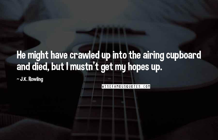 J.K. Rowling Quotes: He might have crawled up into the airing cupboard and died, but I mustn't get my hopes up.