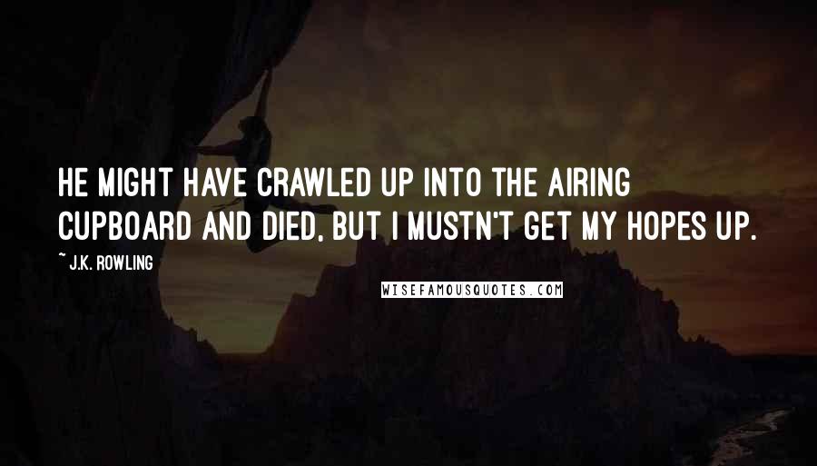 J.K. Rowling Quotes: He might have crawled up into the airing cupboard and died, but I mustn't get my hopes up.