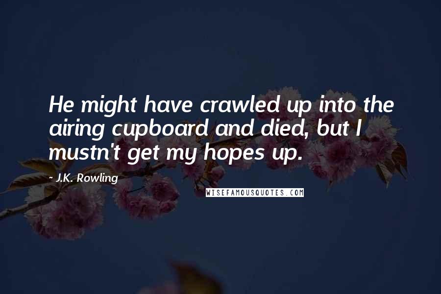 J.K. Rowling Quotes: He might have crawled up into the airing cupboard and died, but I mustn't get my hopes up.