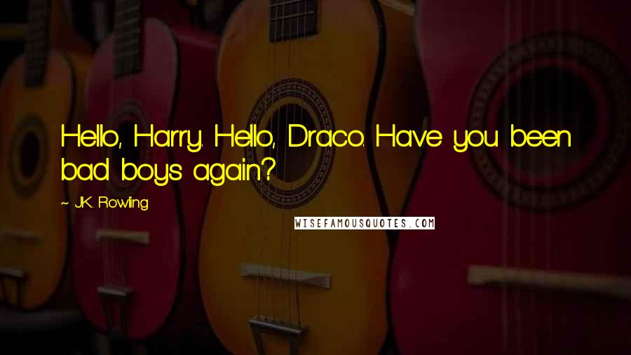 J.K. Rowling Quotes: Hello, Harry. Hello, Draco. Have you been bad boys again?