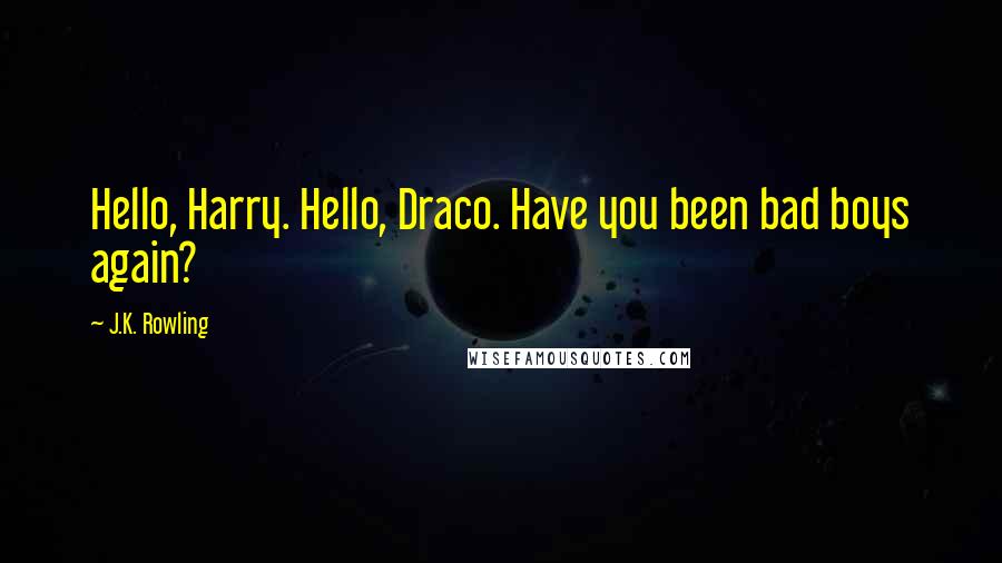 J.K. Rowling Quotes: Hello, Harry. Hello, Draco. Have you been bad boys again?