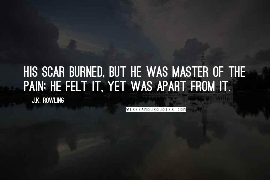 J.K. Rowling Quotes: His scar burned, but he was master of the pain; he felt it, yet was apart from it.