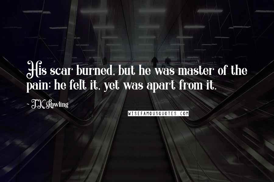 J.K. Rowling Quotes: His scar burned, but he was master of the pain; he felt it, yet was apart from it.