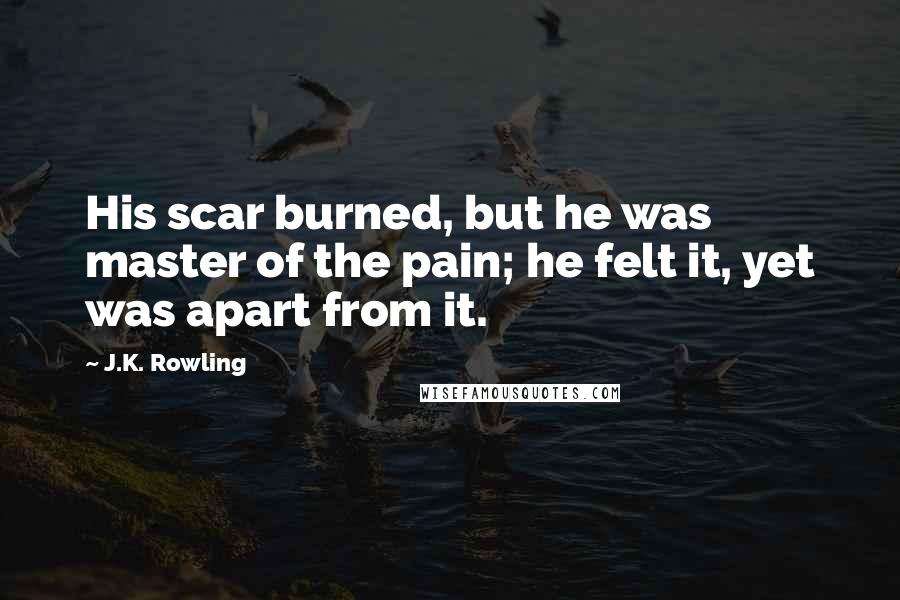 J.K. Rowling Quotes: His scar burned, but he was master of the pain; he felt it, yet was apart from it.