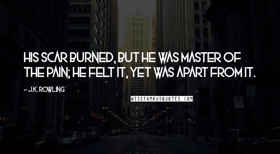 J.K. Rowling Quotes: His scar burned, but he was master of the pain; he felt it, yet was apart from it.