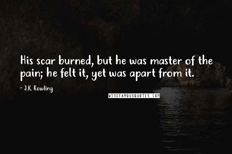 J.K. Rowling Quotes: His scar burned, but he was master of the pain; he felt it, yet was apart from it.