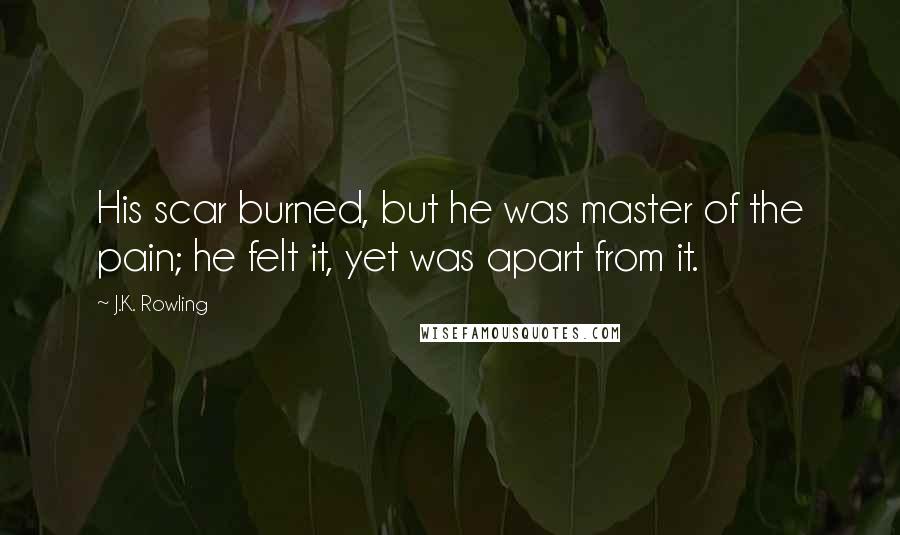 J.K. Rowling Quotes: His scar burned, but he was master of the pain; he felt it, yet was apart from it.