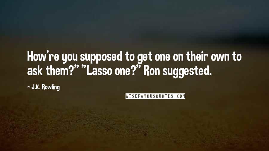 J.K. Rowling Quotes: How're you supposed to get one on their own to ask them?" "Lasso one?" Ron suggested.