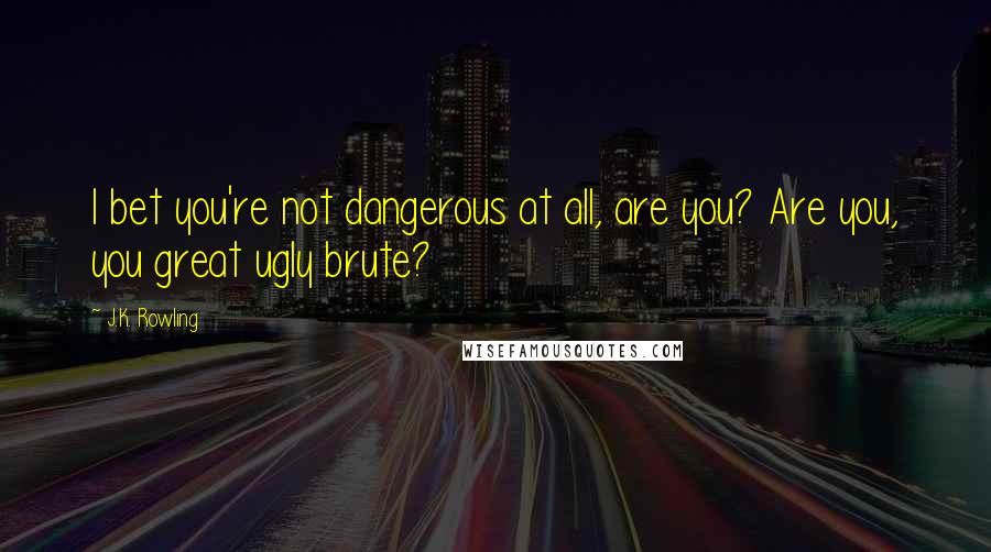 J.K. Rowling Quotes: I bet you're not dangerous at all, are you? Are you, you great ugly brute?