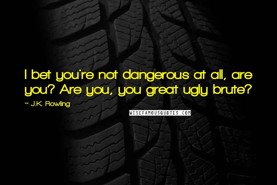 J.K. Rowling Quotes: I bet you're not dangerous at all, are you? Are you, you great ugly brute?