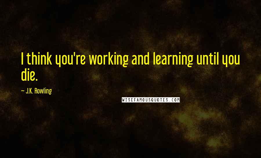 J.K. Rowling Quotes: I think you're working and learning until you die.