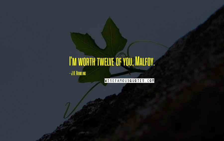 J.K. Rowling Quotes: I'm worth twelve of you, Malfoy.