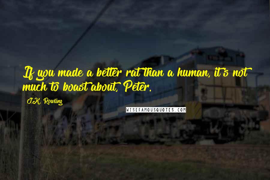 J.K. Rowling Quotes: If you made a better rat than a human, it's not much to boast about, Peter.