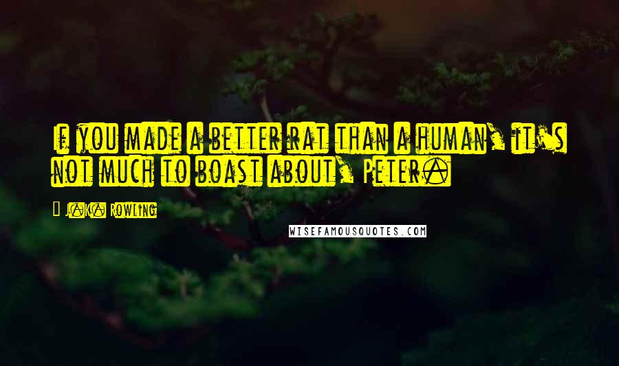 J.K. Rowling Quotes: If you made a better rat than a human, it's not much to boast about, Peter.